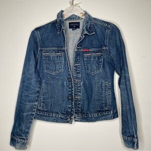 VINTAGE NAUTICA DARK WASH 100% COTTON DENIM JEAN JACKET WOMENS SZ M